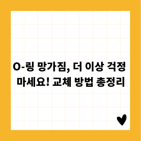 O-링 망가짐, 더 이상 걱정 마세요! 교체 방법 총정리