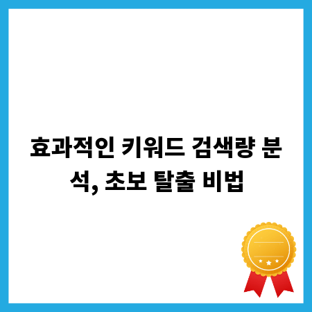 효과적인 키워드 검색량 분석, 초보 탈출 비법