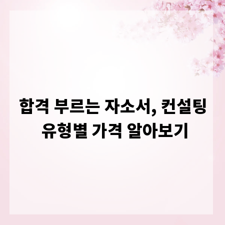 합격 부르는 자소서, 컨설팅 유형별 가격 알아보기