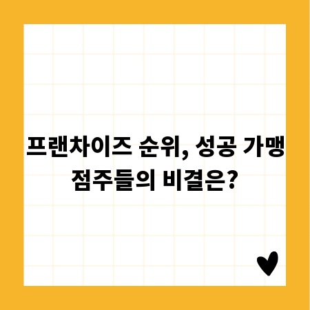 프랜차이즈 순위, 성공 가맹점주들의 비결은?