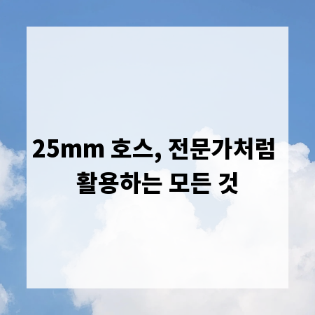 25mm 호스, 전문가처럼 활용하는 모든 것