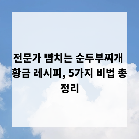 전문가 뺨치는 순두부찌개 황금 레시피, 5가지 비법 총정리