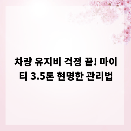 차량 유지비 걱정 끝! 마이티 3.5톤 현명한 관리법