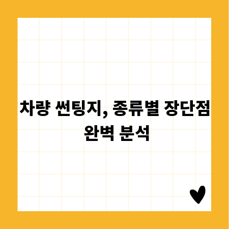 차량 썬팅지, 종류별 장단점 완벽 분석