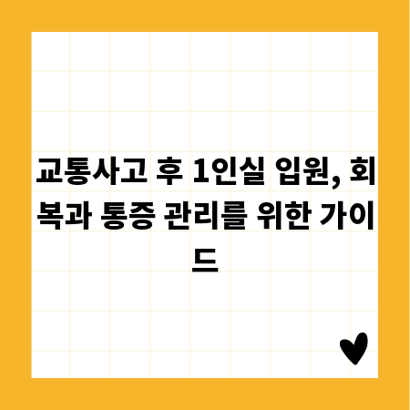 교통사고 후 1인실 입원, 회복과 통증 관리를 위한 가이드