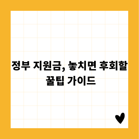 정부 지원금, 놓치면 후회할 꿀팁 가이드