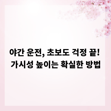 야간 운전, 초보도 걱정 끝! 가시성 높이는 확실한 방법
