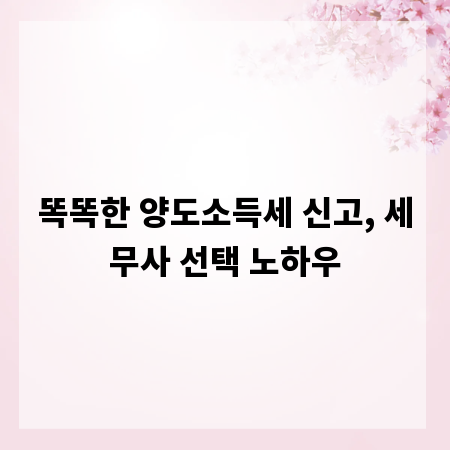 똑똑한 양도소득세 신고, 세무사 선택 노하우