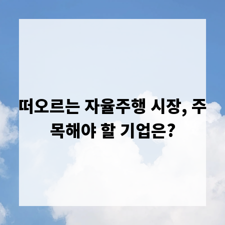 떠오르는 자율주행 시장, 주목해야 할 기업은?