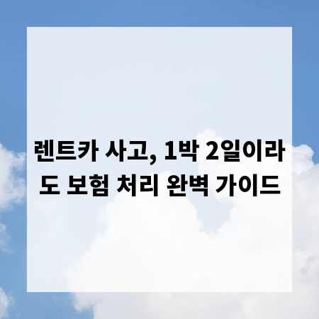 렌트카 사고, 1박 2일이라도 보험 처리 완벽 가이드