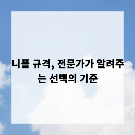 니플 규격, 전문가가 알려주는 선택의 기준
