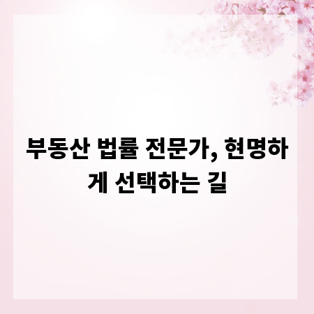 부동산 법률 전문가, 현명하게 선택하는 길