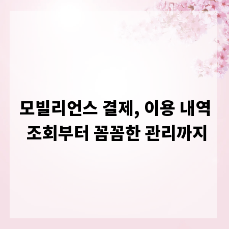 모빌리언스 결제, 이용 내역 조회부터 꼼꼼한 관리까지