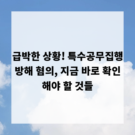 급박한 상황! 특수공무집행방해 혐의, 지금 바로 확인해야 할 것들