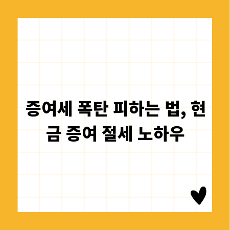 증여세 폭탄 피하는 법, 현금 증여 절세 노하우