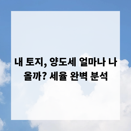 내 토지, 양도세 얼마나 나올까? 세율 완벽 분석