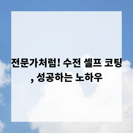 전문가처럼! 수전 셀프 코팅, 성공하는 노하우