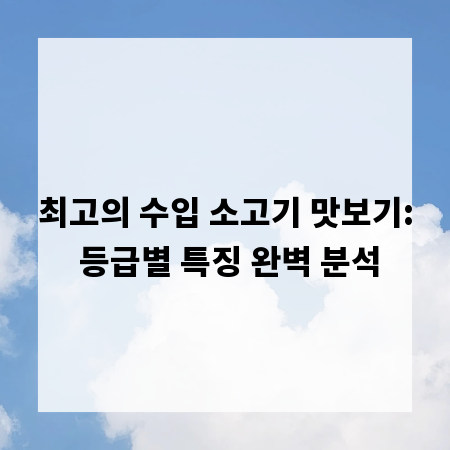 최고의 수입 소고기 맛보기: 등급별 특징 완벽 분석