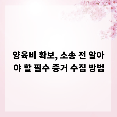 양육비 확보, 소송 전 알아야 할 필수 증거 수집 방법