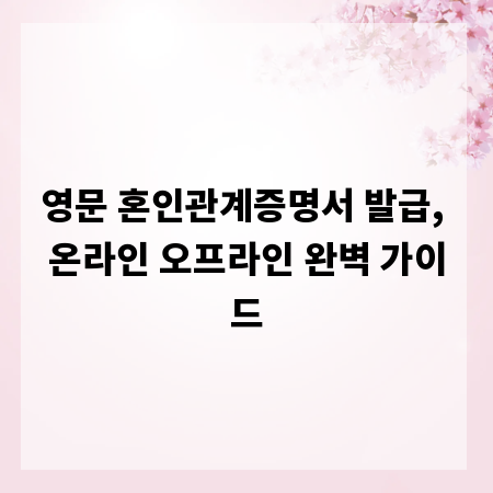 영문 혼인관계증명서 발급, 온라인 오프라인 완벽 가이드