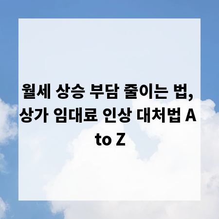 월세 상승 부담 줄이는 법, 상가 임대료 인상 대처법 A to Z