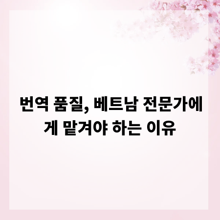 번역 품질, 베트남 전문가에게 맡겨야 하는 이유