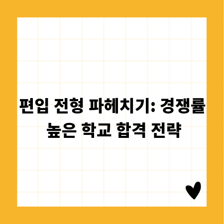 편입 전형 파헤치기: 경쟁률 높은 학교 합격 전략