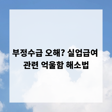 부정수급 오해? 실업급여 관련 억울함 해소법
