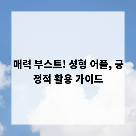 매력 부스트! 성형 어플, 긍정적 활용 가이드