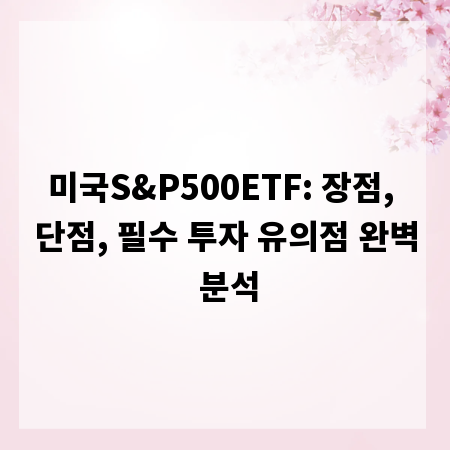 미국S&P500ETF: 장점, 단점, 필수 투자 유의점 완벽 분석