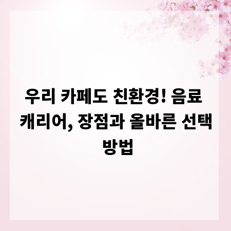우리 카페도 친환경! 음료 캐리어, 장점과 올바른 선택 방법