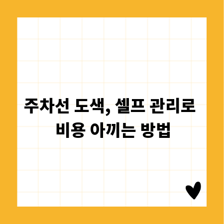 주차선 도색, 셀프 관리로 비용 아끼는 방법