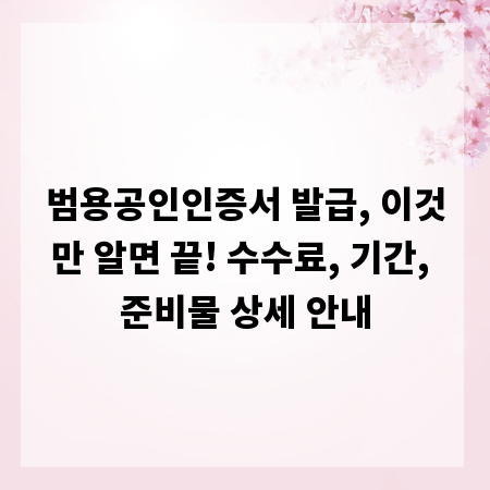 범용공인인증서 발급, 이것만 알면 끝! 수수료, 기간, 준비물 상세 안내