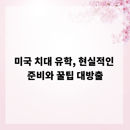 미국 치대 유학, 현실적인 준비와 꿀팁 대방출