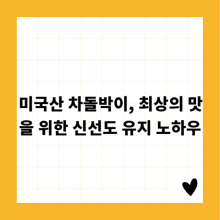 미국산 차돌박이, 최상의 맛을 위한 신선도 유지 노하우