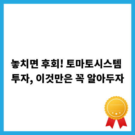 놓치면 후회! 토마토시스템 투자, 이것만은 꼭 알아두자