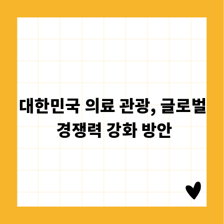 대한민국 의료 관광, 글로벌 경쟁력 강화 방안