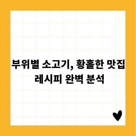 부위별 소고기, 황홀한 맛집 레시피 완벽 분석