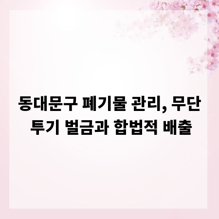 동대문구 폐기물 관리, 무단 투기 벌금과 합법적 배출