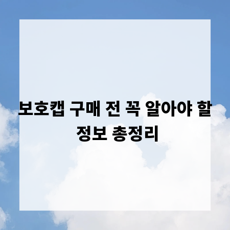 보호캡 구매 전 꼭 알아야 할 정보 총정리