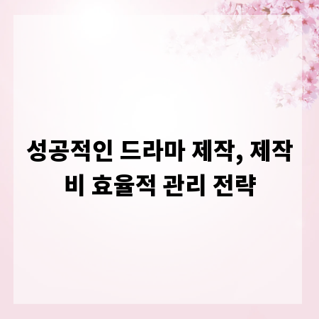 성공적인 드라마 제작, 제작비 효율적 관리 전략