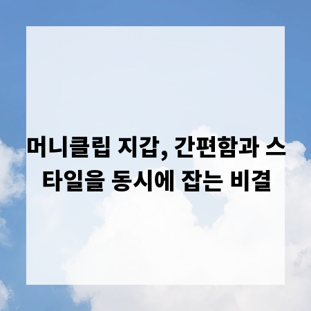 머니클립 지갑, 간편함과 스타일을 동시에 잡는 비결