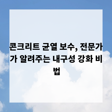 콘크리트 균열 보수, 전문가가 알려주는 내구성 강화 비법