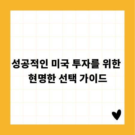 성공적인 미국 투자를 위한 현명한 선택 가이드