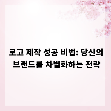 로고 제작 성공 비법: 당신의 브랜드를 차별화하는 전략