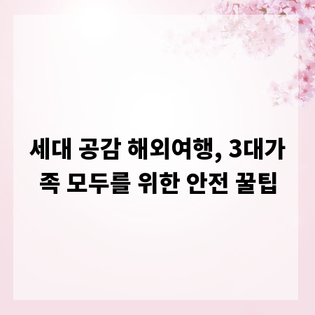 세대 공감 해외여행, 3대가족 모두를 위한 안전 꿀팁