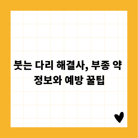 붓는 다리 해결사, 부종 약 정보와 예방 꿀팁