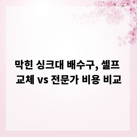 막힌 싱크대 배수구, 셀프 교체 vs 전문가 비용 비교