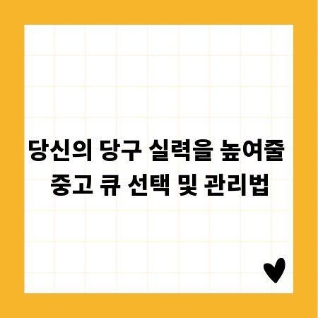 당신의 당구 실력을 높여줄 중고 큐 선택 및 관리법