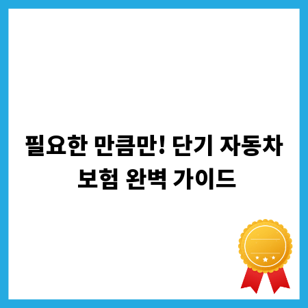 필요한 만큼만! 단기 자동차 보험 완벽 가이드